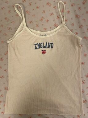 Brandy Melville Pink Union Jack Embellishment Tank Top